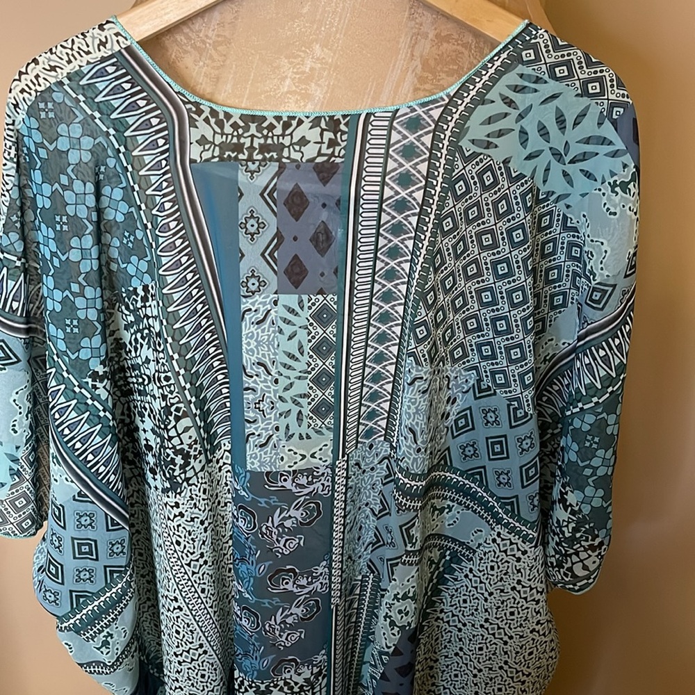 Bohemian Teal/Blue Lightweight Kimono Angel Sleeves With Slide Slits ONE SIZE - Picture 9 of 9